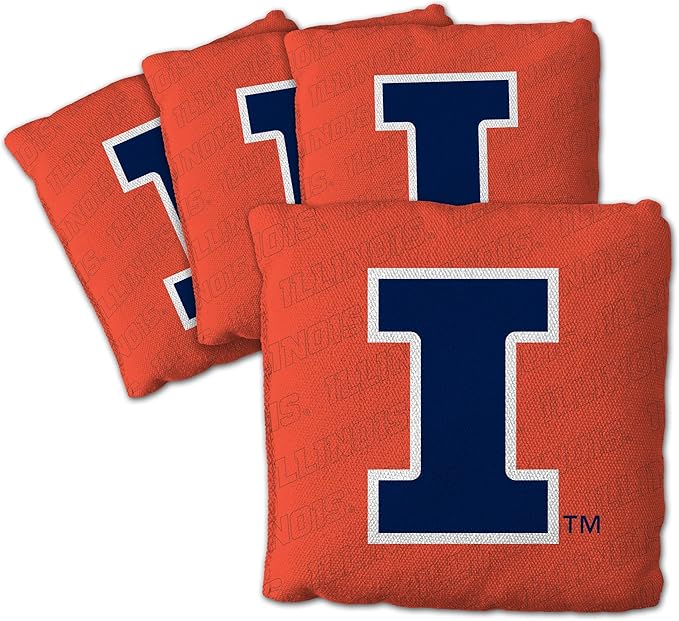 YouTheFan Officially-Licensed NCAA Set of 4 Cornhole Bags - All Weather Regulation 6” x 6” Size - 16oz Weight - Designed in USA