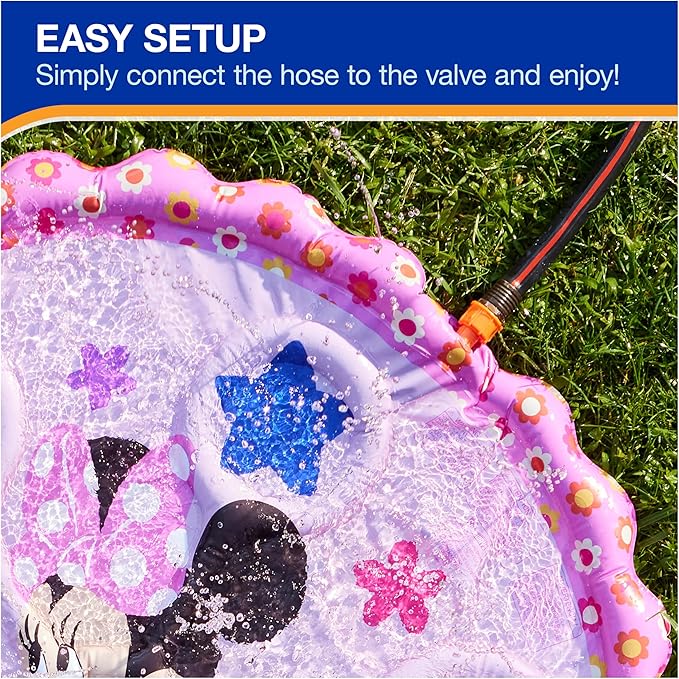 SwimWays Minnie Mouse Splash Mat, Kids Splash Pad, Outdoor Toys, Disney Pool Party Supplies and Water Toys for Kids Ages 1 & Up