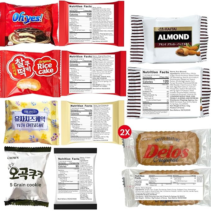 Korean snack box 50 Count - Korean snack Gift Set with Kimchi Seaweed, Ramen, Cookies, Crackers, Candy & Coffee Sticks