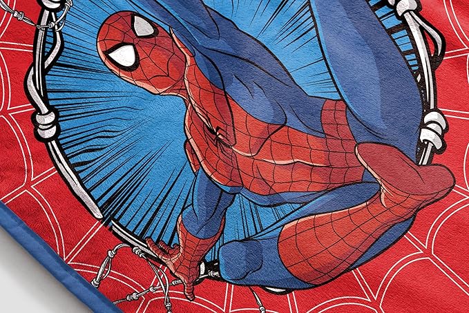 Jay Franco Kids Plush Throw Blanket – Soft & Cozy Fleece Throw for Bedroom & Couch Décor, Official Licensed Product, Red - Spiderman, 40x50 - Travel Blanket