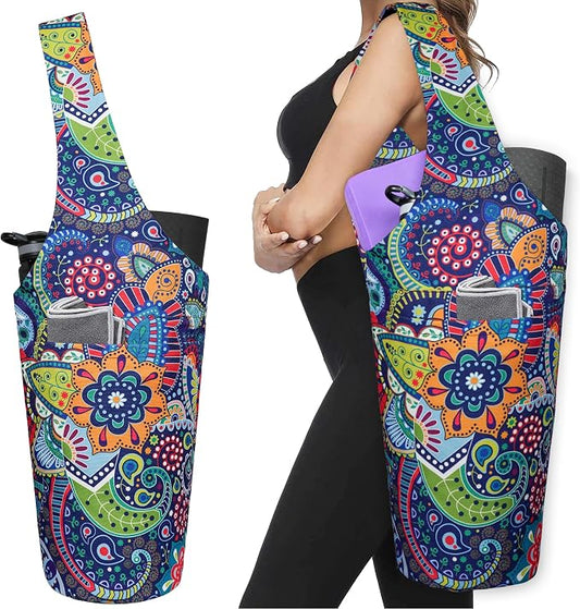 Yoga Mat Bag - Long Tote with Pockets - Holds More Yoga Accessories - Yoga Bag Fit Most Size Mats - Yoga Mat Carrier