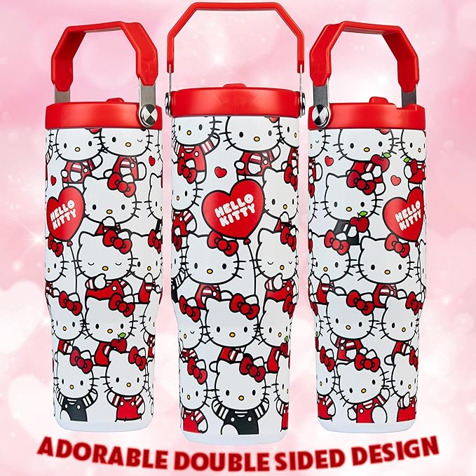 Get Trend Hello Kitty Sanrio Tumbler with Straw 30oz Girls Teens Women Insulated Cup with Lid Travel Mug for School, Sports, Kawaii Gifts for Girls (Aop Hello Kitty)