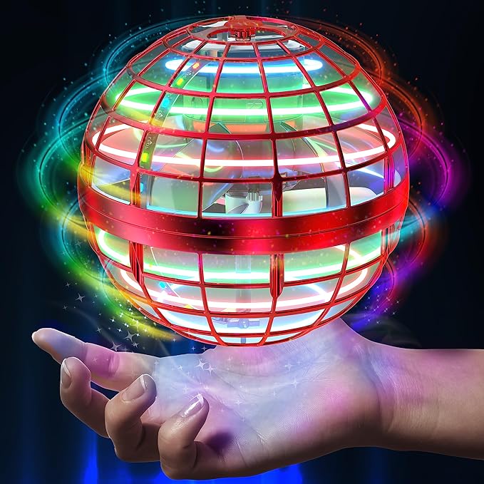 2025 Flying Orb Ball Toy,Cosmic Globe Boomerang Hover Ball Galactic Fidget Spinner, Hand Drone Orbit, Cool Toys Gift for 6 7 8 9 10+ Year Old Boys Girls Teens Outdoor Toys(Red)