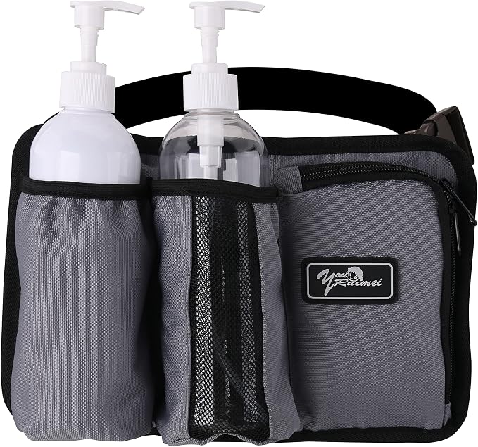 Massage Bottle Bag Massage Therapist Holster Massage Lotion Holster Massage Oil Holster (3 Bottle, Grey)