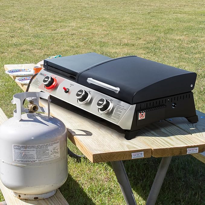 Royal Gourmet PD1305H 3 Burner Propane Gas Grill and Griddle Combo with Lid, 3-in-1 Grill Griddle Combo with 29,000 BTUs Output for Outdoor Cooking, 364 Sq. In. Cooking Area, Silver & Black | 3-in-1 Grill Griddle Combo | 29,000 BTUs Output, 364 Sq. In....