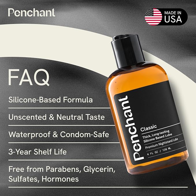 Penchant Thick Silicone Lube for Men, Women & Couples – Long Lasting Waterproof Personal Lubricant for Shower & Intimate Use – Premium Silicone Lubricant, 4 Fl Oz