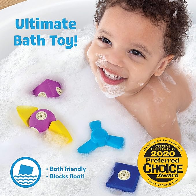 Magnetic Foam Building Blocks - 17-Piece Critter Set, Bath Toys for Toddlers, Preschool Toys, Bathtub Toys, Sensory Toys, Blocks for Toddlers 3-5, Engineering Toys for Kids 3-5, Bath Blocks