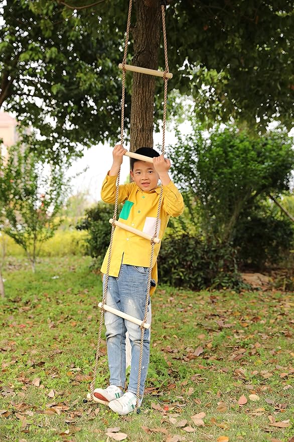PLAYBERG 5 Step Climbing Wooden Rope Ladder