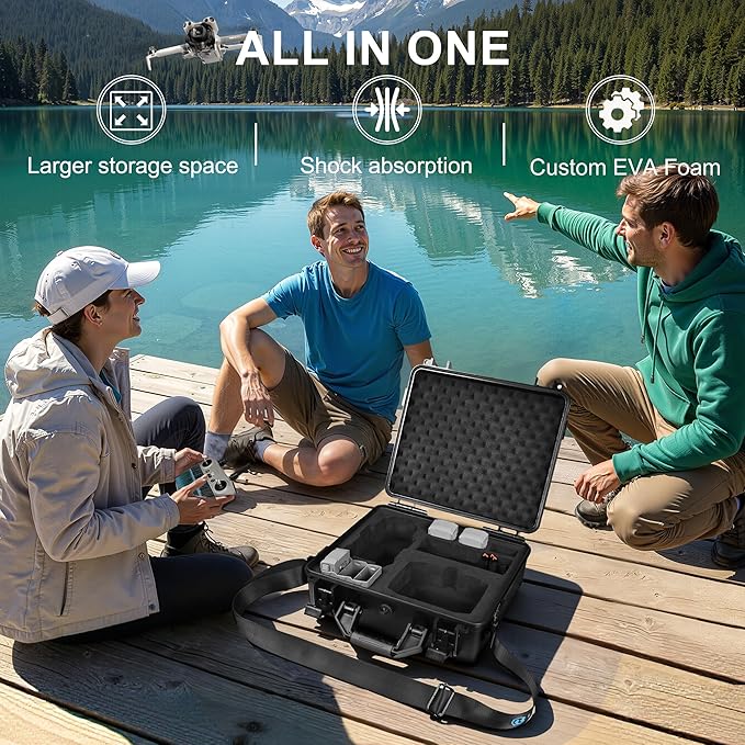 Lekufee Waterproof Hard Carrying Case for DJI Mini 5 Pro Drone, Fly More Combo, DJI RC 2/RC N3, Battery(6 pcs), Charging Hub, and other Accessories(Case Only)