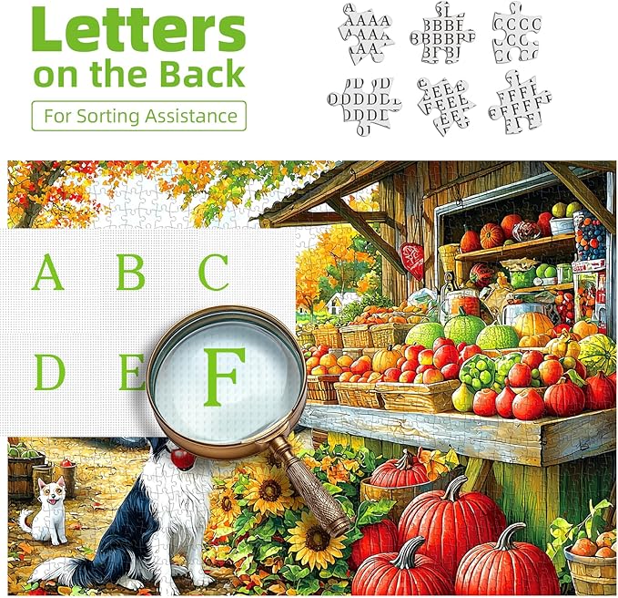 Blueforest Puzzles for Adults 1000 Pieces, Autumn Farm Market Jigsaw Puzzle, Impossible Hard Difficult Challenging Family Puzzles for Adults, 27.5x19.7 Inches Large Pretty Art Puzzle