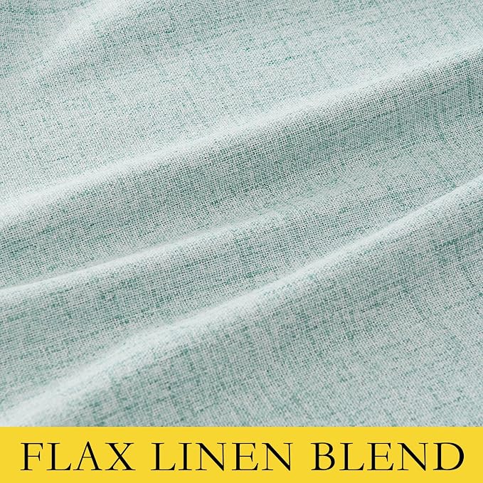 NICETOWN Seafoam Green Blackout Linen Curtains 95" Long, Rod Pocket Back Tab Full Light Blocking Drapes with White Thermal Insulated Liner for Nursery, Hall, Villa (2 Pieces, 52" Wide Each Panel)