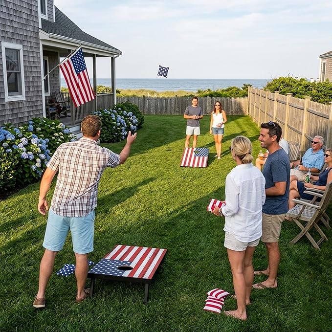 Portable Cornhole Board Set - Premium MDF Wood Corn Hole Game with 8 Regulation Bean Bags, for Backyard, Camping, and Outdoor Tailgating - Choose 3x2' Tailgate or 4x2' Regulation Size