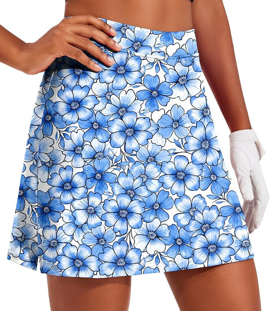 Ekouaer 16" Skorts for Women with Pockets Golf Pickleball Tennis Skirt | Silicone Grippers,2 Inner Pockets,Wide Waist,Side Slit Hem,Breathable,Soft,Lightweight