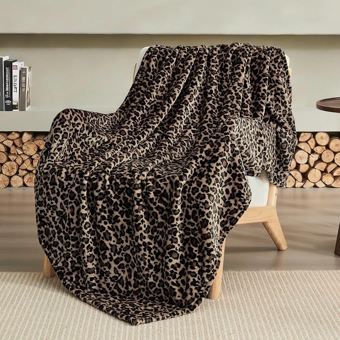 Bnuitland Cheetah Print Blanket, Fleece Leopard Print Blanket Home Decor | Luxury Fuzzy Blanket for Couch Bed, Coloring Blanket for Baby Kids Pet, Cheetah Room Decor, All Season, Coffee Brown, 50"x40"