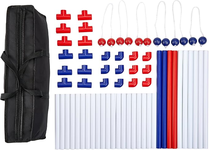 Amazon Basics Portable Ladder Toss Outdoor Game Set with Carrying Case, Simple to Assemble, Red/Blue