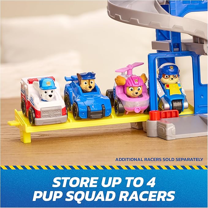 Paw Patrol: Pup Squad, Search & Rescue HQ Playset with Chase Pup Squad Racer, Humdinger Action Figure & Kitty Pal, Kids Toys for Boys & Girls Ages 3+