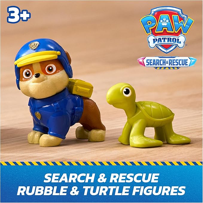 Paw Patrol: Search & Rescue, Rubble Rescue Bulldozer Vehicle with 2 Figures, Police Car Toy with Pull-Back Action, Kids Toys for Boys & Girls Ages 3+