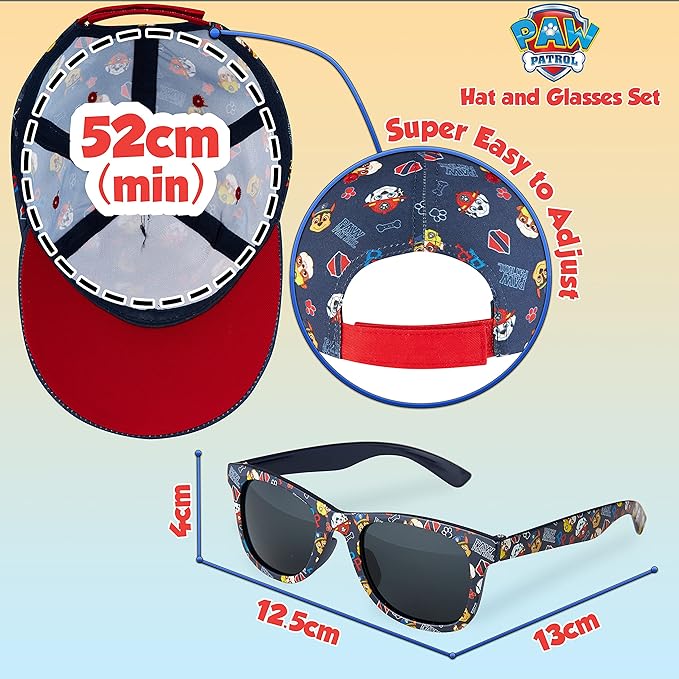 Paw Patrol Baseball Cap and Kids Sunglasses - Boys Sun Hat & UV400 Sunglasses for Kids Summer Set