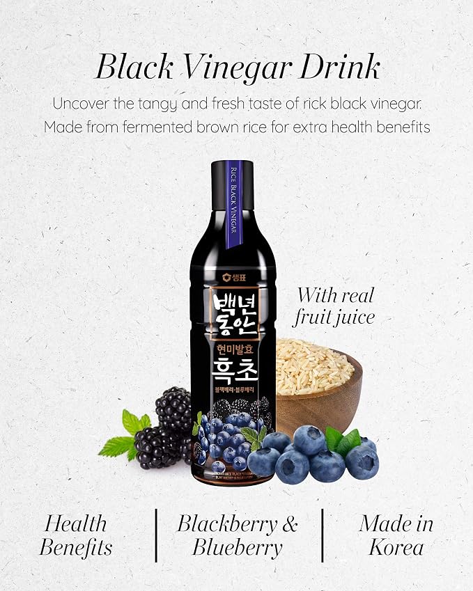Sempio Rice Black Vinegar Drink: Blackberry & Blueberry, Vegan, 30.4 fl oz | Naturally Fermented Brown Rice Vinegar Concentrate, No Added Sugar, Mix for Beverages, Salad Dressings, Marinades & Sauces
