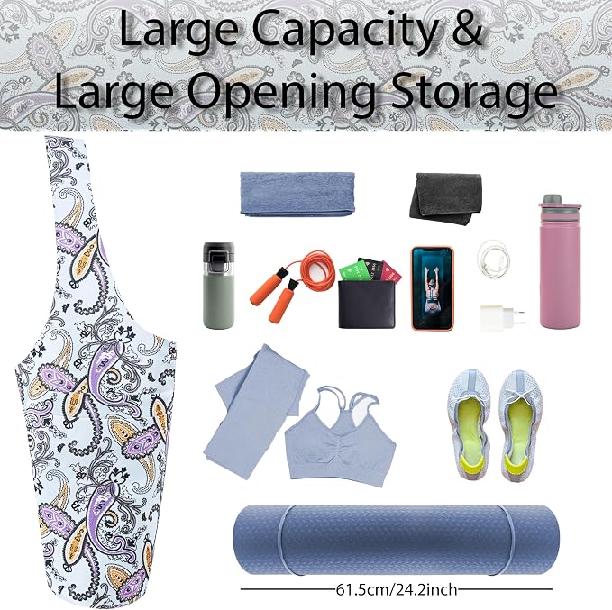Yoga Mat Bag Yoga Tote Bag with Large Pocket and Zipper Pocket Yoga Mat Bag Carrier Fit Most Size Mats and All You Stuff