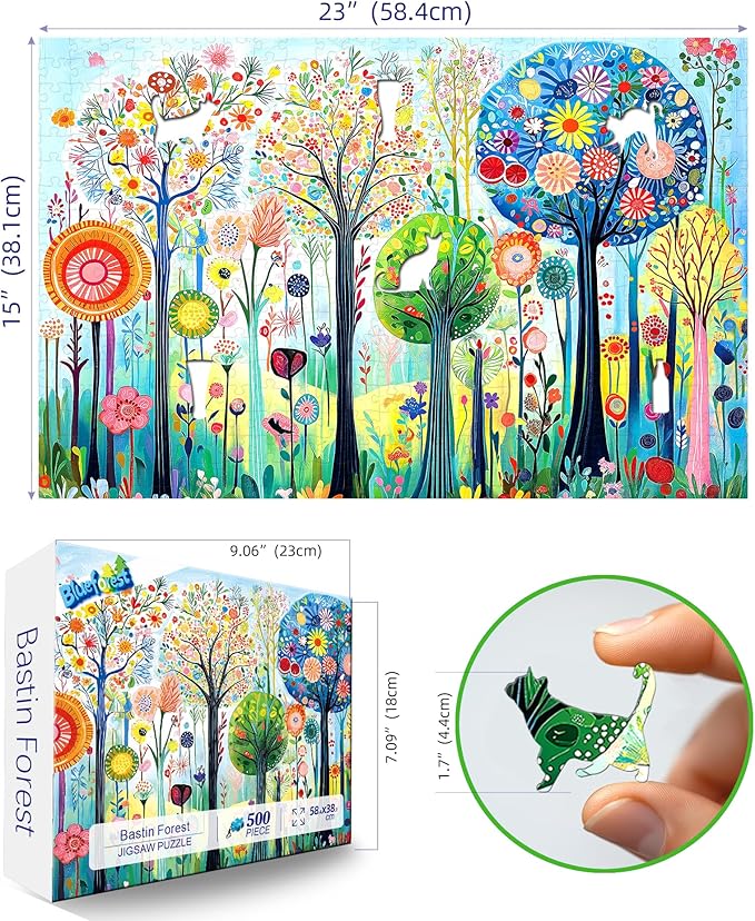 Spring Forest 500 Piece Puzzles for Adults, Fun Puzzles for Adults 500 Pieces with HD Print & Poster, 15" X 23" Dust Free Halloween Christmas Family Games