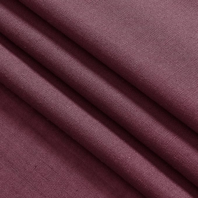 Nanspring Burgundy Linen Curtains 84 Inch Length 2 Panels Set for Living Room Rod Pocket Back Tab Light Filtering Window Drapes for Bedroom Dining Room Protect Privacy Modern Farmhouse Decor 52x84
