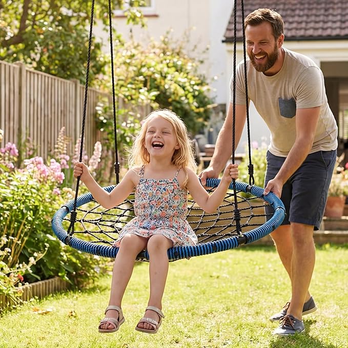 SYNCFUN 40 Inch Spider Web Saucer Swing, 750lbs Heavy Duty Tree Swings for Kids Outdoor, Net Swing for Backyard & Playground, Easy Assembly