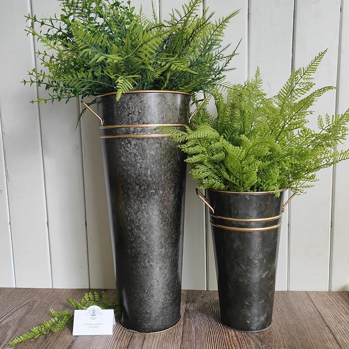 Hosley Set of 4 Metal Vases with Zinc Finish 9 Inch High Ideal Gift for Wedding Special Occasion Home Office Dried Floral Arrangements