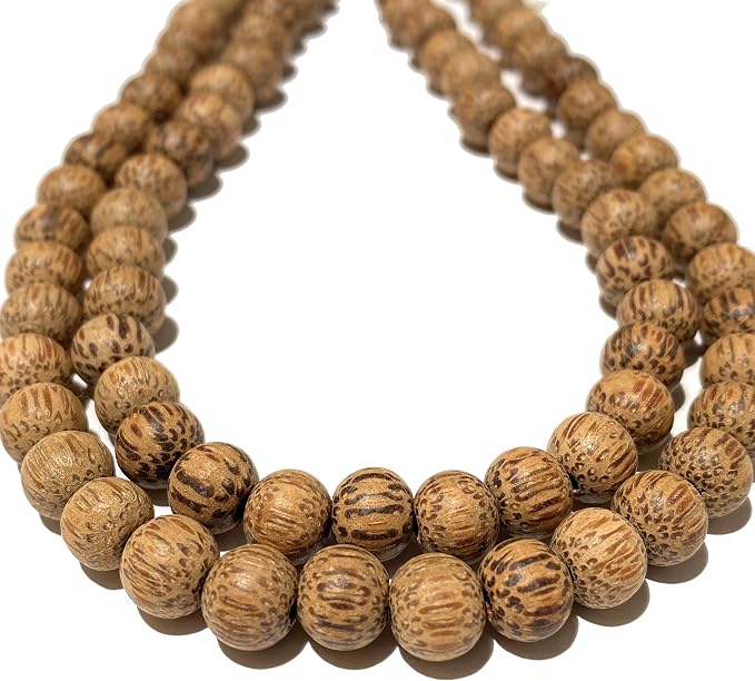 ABCGEMS (Essential-Oil-Diffuser) Coconut Palmwood Wood Beads - Matte Finished (Believed for Helping to Balance Emotions & Promote Inner Peace) Smooth Round 10mm (Non-Shiny)