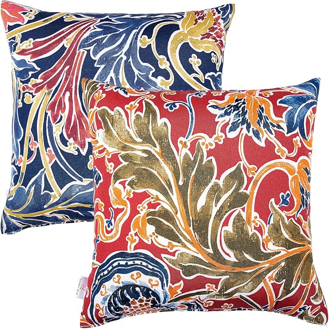 JMGBird Outdoor Pillowcases Waterproof Outdoor Pillows Covers | 18x18 Outdoor Throw Pillow Covers 2 Color Combinations Outdoor Patio Pillows for couch