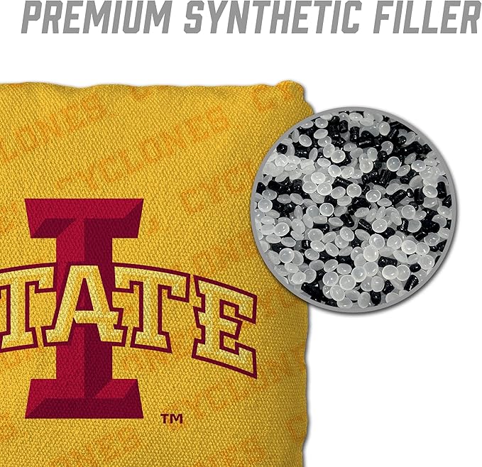 YouTheFan Officially-Licensed NCAA Set of 4 Cornhole Bags - All Weather Regulation 6” x 6” Size - 16oz Weight - Designed in USA