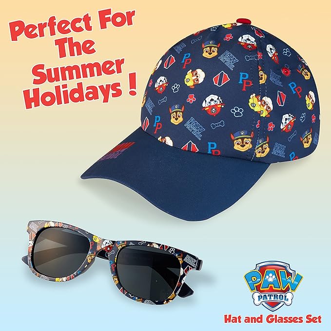 Paw Patrol Baseball Cap and Kids Sunglasses - Boys Sun Hat & UV400 Sunglasses for Kids Summer Set