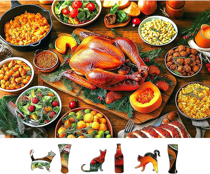Delicious Dinner 500 Piece Puzzles for Adults, Fun Puzzles for Adults 500 Pieces with HD Print & Poster, 15" X 23" Dust Free Halloween Christmas Family Games