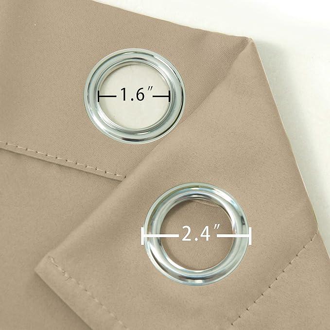 LEMOMO Beige Thermal Blackout Curtains/52 x 72 Inch/Set of 2 Panels Room Darkening Curtains for Bedroom