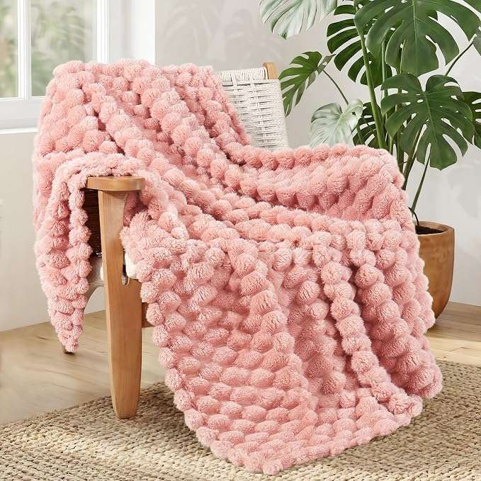 Whale Flotilla Soft Fleece Throw Blanket for Couch & Bed 3D Jacquard, Pink | Super Cozy Lightweight Plush Fluffy Throw, Luxury Decorative All‑Season Couch Cover Blanket for Sofa & Office Chair, 50"x60"