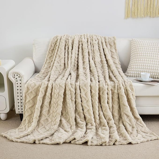 Aganear Throw Blanket - Cozy Soft Lightweight Fuzzy Throw Blanket for Women Portable Throw Blankets for Couch, Warm Present for Birthday, Christmas, Halloween, Housewarming(50"x60", Khaki) | Lightweight Fuzzy Throw,Warm Gift for Women,Christmas,Housewa...