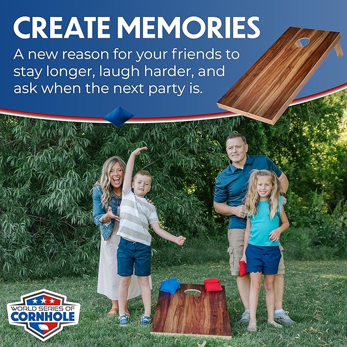 World Series of Cornhole Regulation Size Cornhole Boards - Lightweight & Durable All-Wood Construction | Backyard Bean Bag Toss Set | Outdoor Game for Tailgates & BBQs