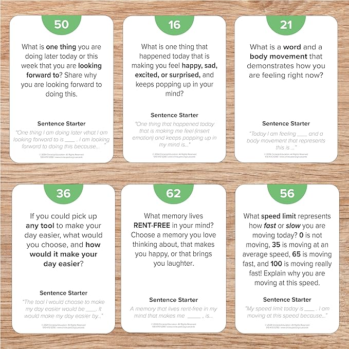 Relationship Building CUE Cards - Conversation Starter Question Game to Deepen Connection - 70 Educator & Therapist Chosen Cards with Conversation Starter Questions & Sentense Starters