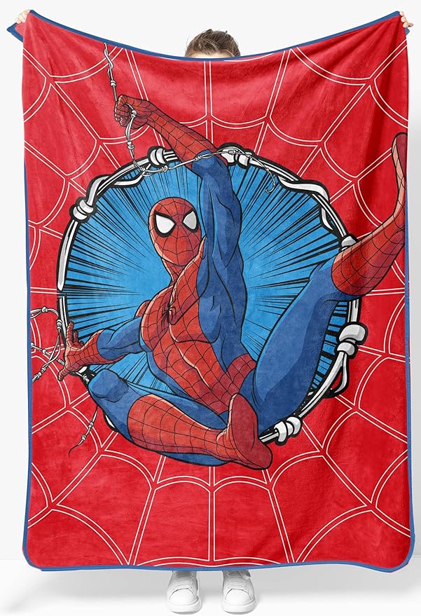 Jay Franco Kids Plush Throw Blanket – Soft & Cozy Fleece Throw for Bedroom & Couch Décor, Official Licensed Product, Red - Spiderman, 46x60 - Throw Blanket
