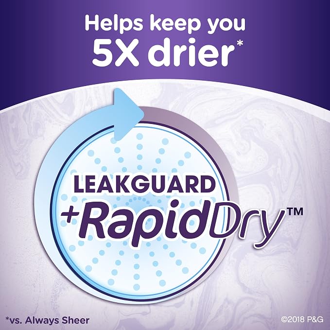 Always Xtra Protection Daily Liners Long Unscented, 40 Count