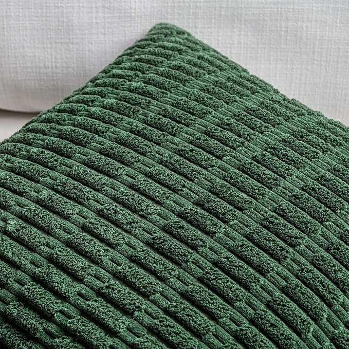 Fancy Homi 4 Packs Decorative Throw Pillow Covers for Living Room Couch Bed, Modern Farmhouse Boho Home Décor Accent Cushion Case, 16" x 16", Forest Green