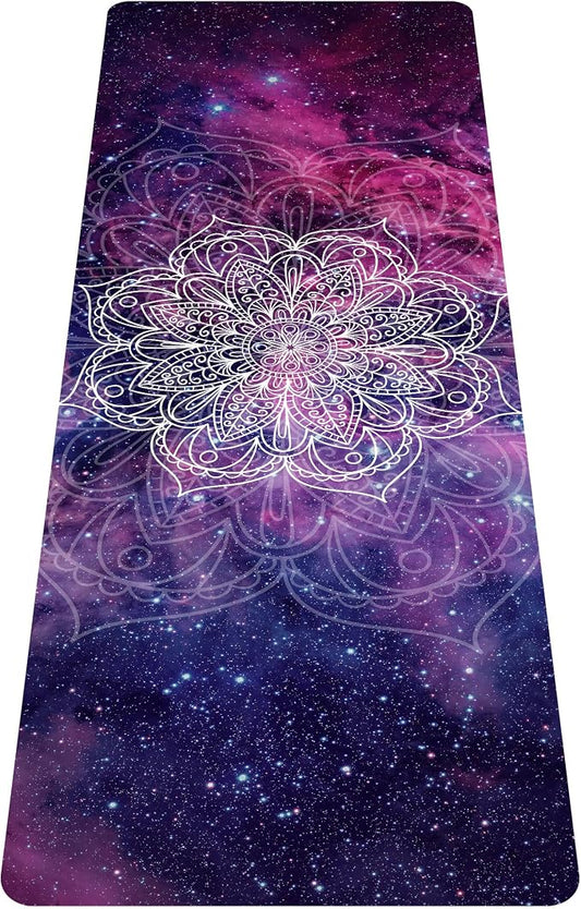 nuveti Printed Travel Yoga Mat-1/16 Inch Thick Non Slip Fitness Workout Mat with Carrying Bag, Foldable Lightweight Suede & Natural Rubber Yoga Mat for Yoga Pilates and Fitness 72" L x 24" W x 1.5mm