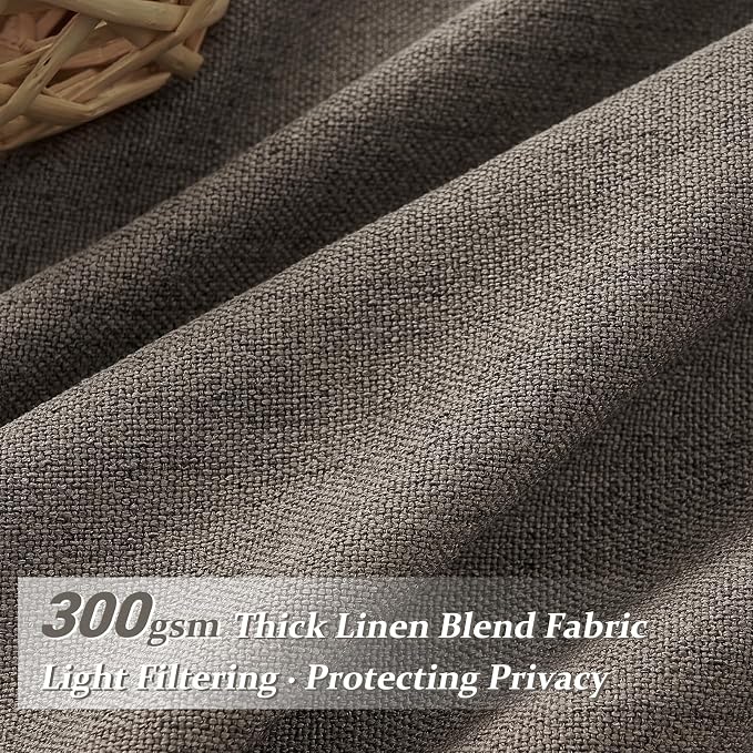 Chocolate Tart Extra Long 108 Inch Floor to Ceiling Curtains for Dining Room, Memory Shape Pinch Pleat Thick Natural Linen Modern Curtain Luxury Decor Light Filtering Window Drapes 2 Panels 9FT Length