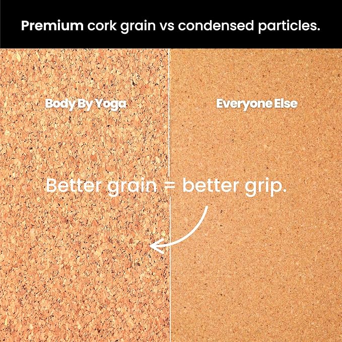 Luxury Cork Yoga Mat - Non Slip, Extra Thick Grip. Thicker, Longer, and Wider for More Comfort and Support. Tough Enough For Hot Yoga. Natural, Non Toxic, and Eco Friendly. Optional Alignment Lines.