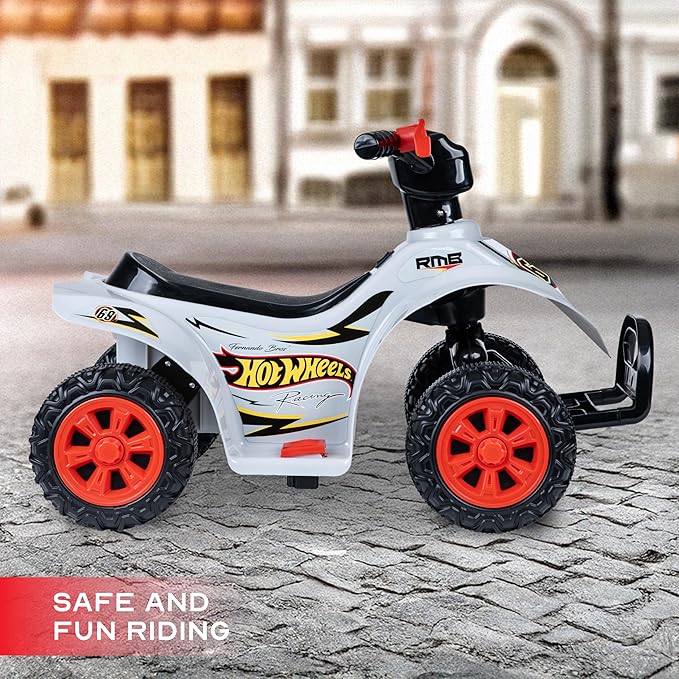 Hot Wheels - 6V ATV Quad for Kids, Powerful and Safe Ride-On Toy with Rechargeable Battery, Forward and Reverse Driving, Max Weight Capacity of 55 LBS, Ages 2-3 Years
