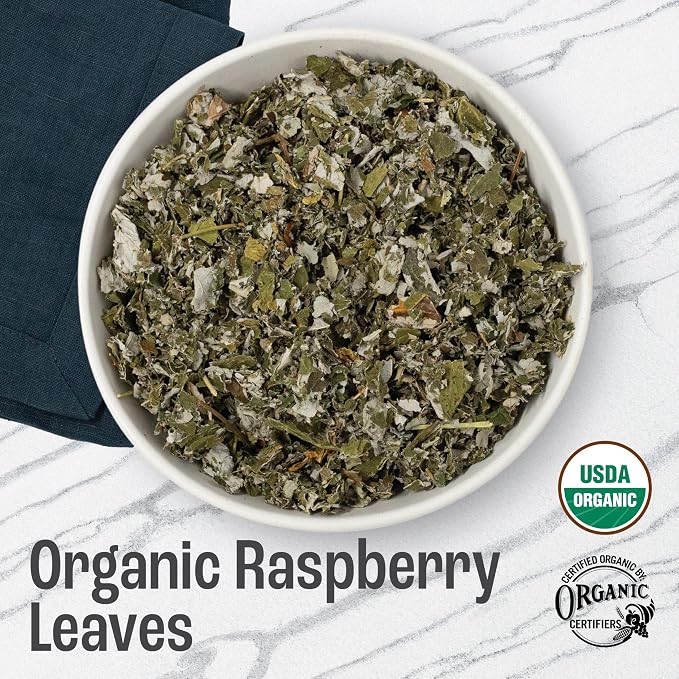 J Mac Botanicals Organic Raspberry Leaves, loose leaf tea 4 ounce