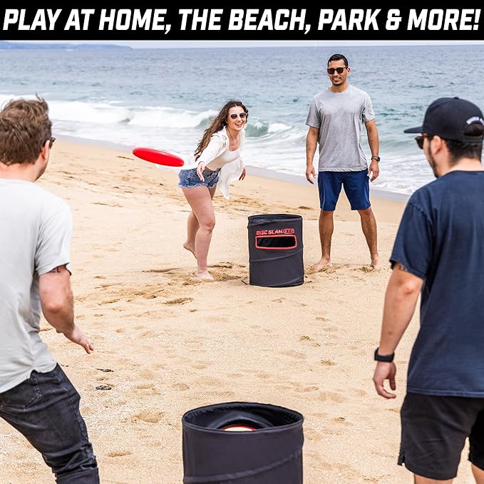 GoSports Collapsible Portable Disc Slam Game for Teens & Adults - 4-Player Team Game for Beach Party, Campsite, Family Cookout and Picnic - Classic or PRO