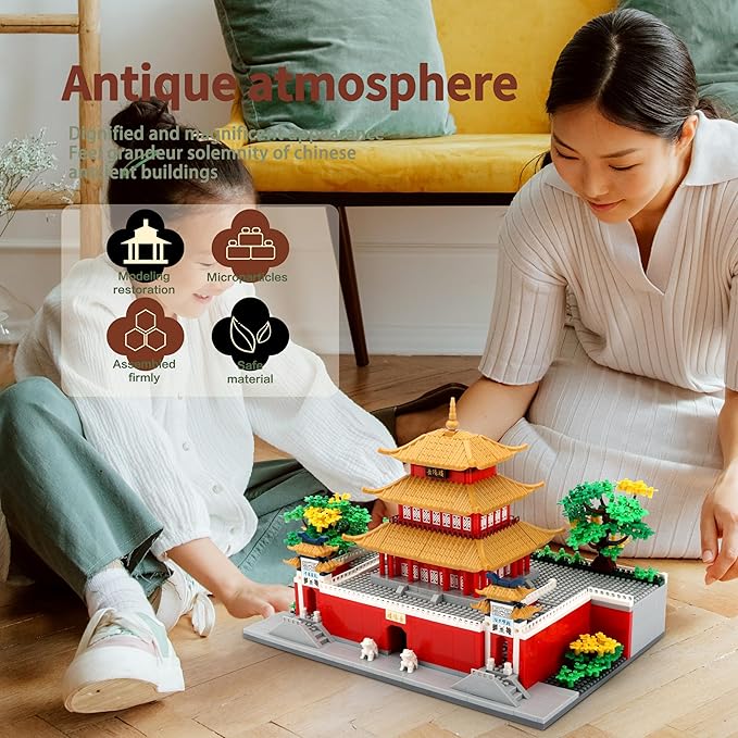 Micro Building Blocks for Adults and Teens Age of 14+ 2236 PCS Chinese House Asian Architecture Creative DIY Construction Toy for Stress Relief & Home Decor - Yueyang Tower
