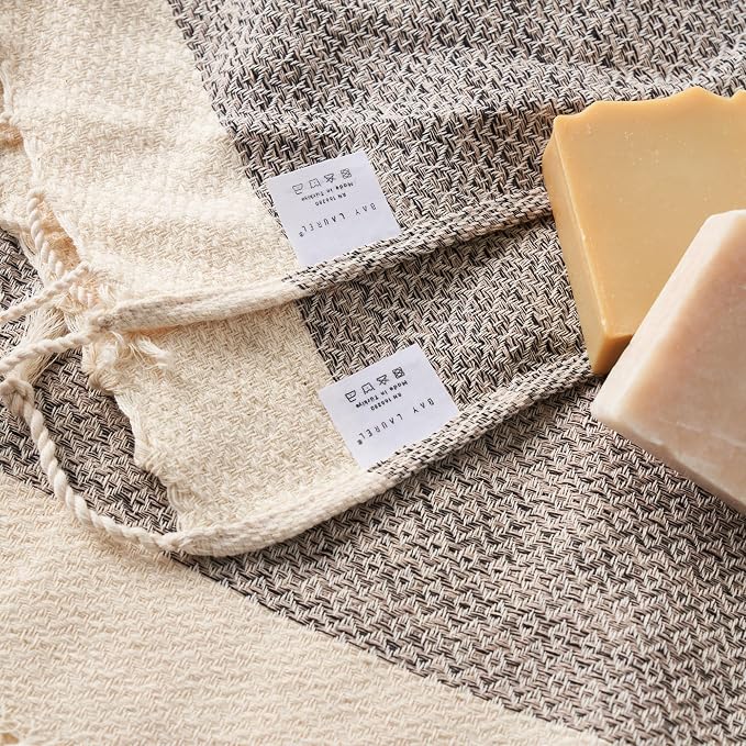 BAY LAUREL Turkish Hand Towel – Pack of 2 | Soft & Absorbent Decorative Towels for Bathroom, Hand, Face, Hair, Gym, Yoga, SPA, Kitchen & Tea | Boho Decor (Latte, Diamond 15x26 Inches (Set of 2)