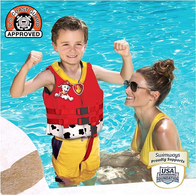 SwimWays Paw Patrol Swim Trainer Life Jacket, US Coast Guard Approved Life Vest Kids Swim Vest, Pool Floats & Life Jackets for Kids, Marshall